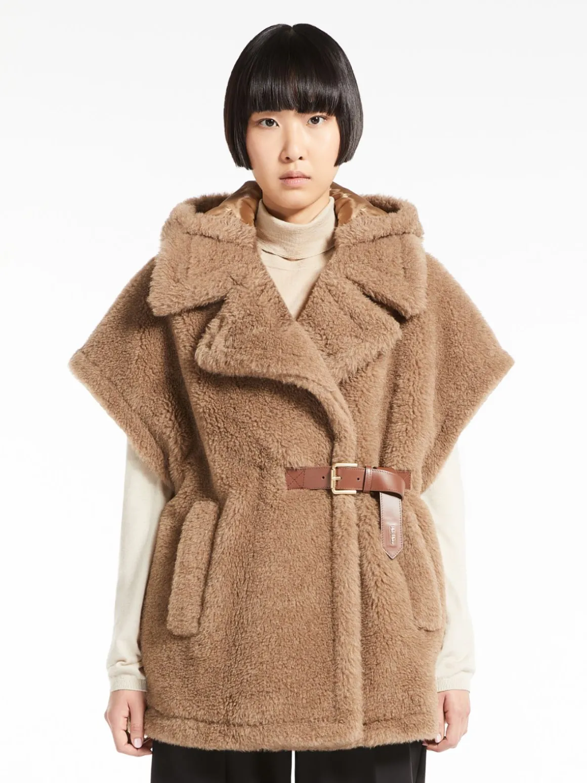 Cappa gilet in tessuto Teddy