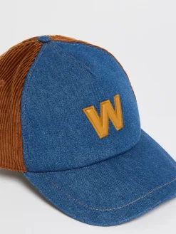 Cappello baseball in velluto e denim