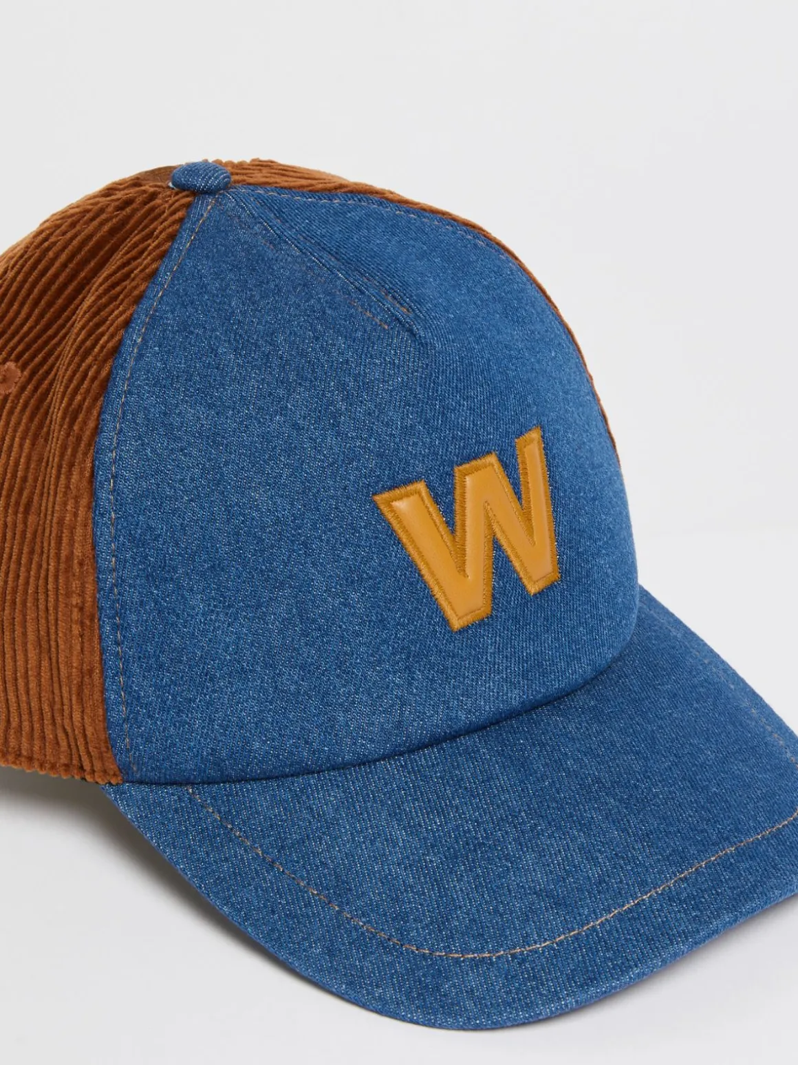Cappello baseball in velluto e denim