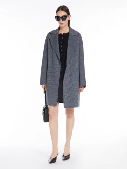 Cappotto cardigan in lana disegnata
