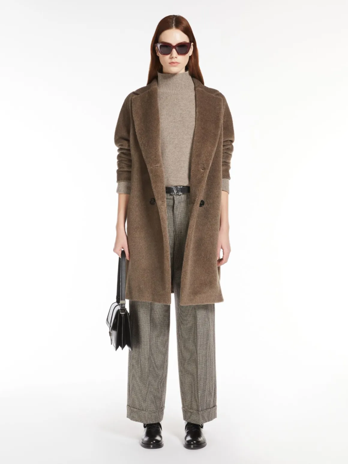 Cappotto midi in alpaca e lana