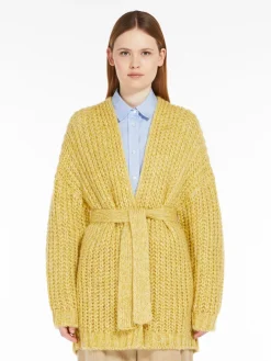 Cardigan a coste in mohair chiné