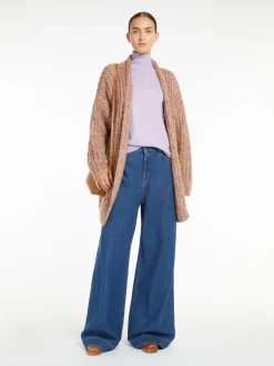 Cardigan a coste in mohair chiné