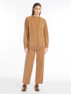 Cardigan a V in lana e cachemire