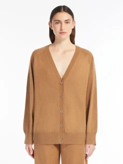 Cardigan a V in lana e cachemire