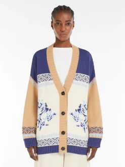 Cardigan color block in filato di cotone