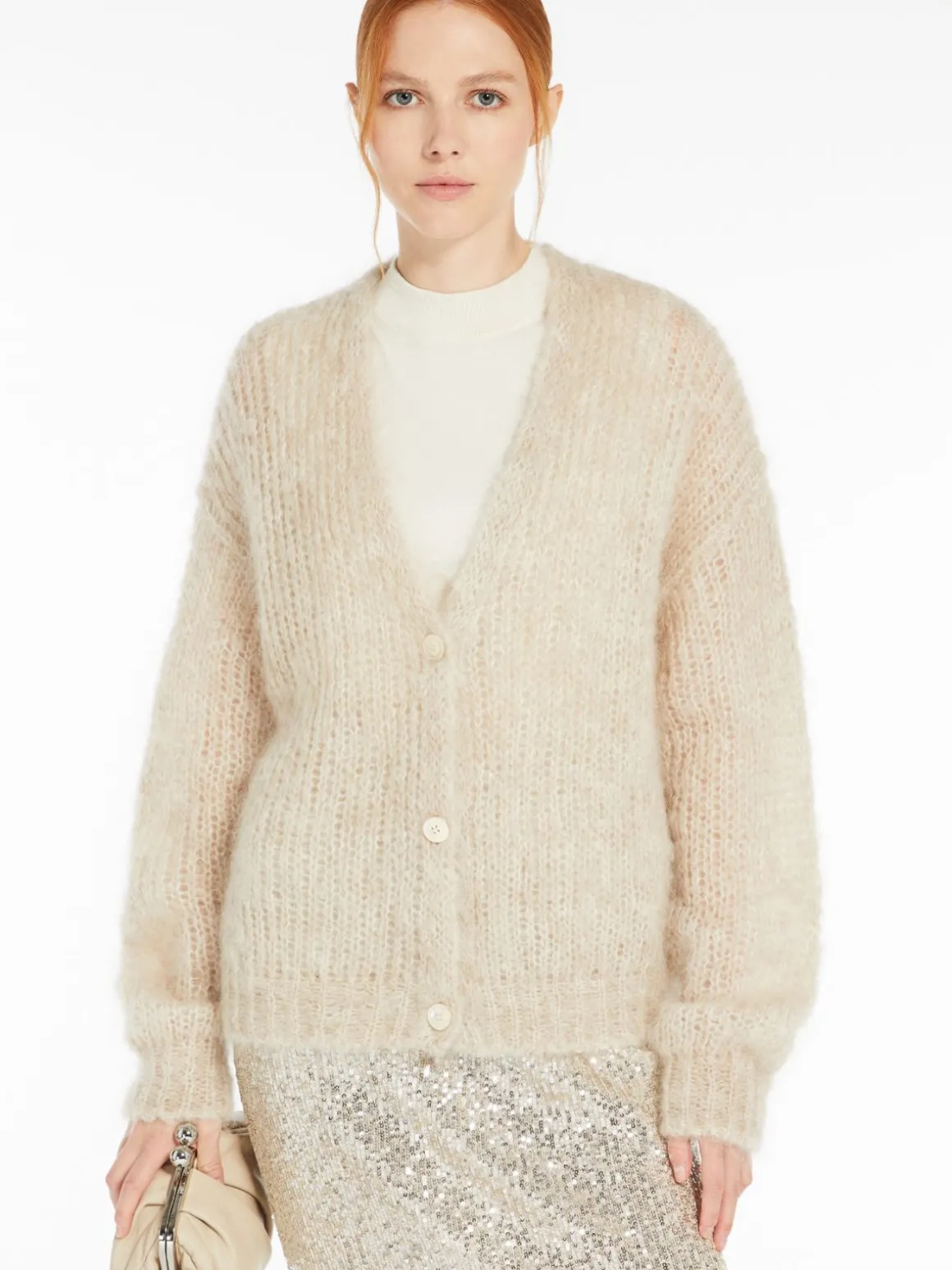 Cardigan in filato di mohair