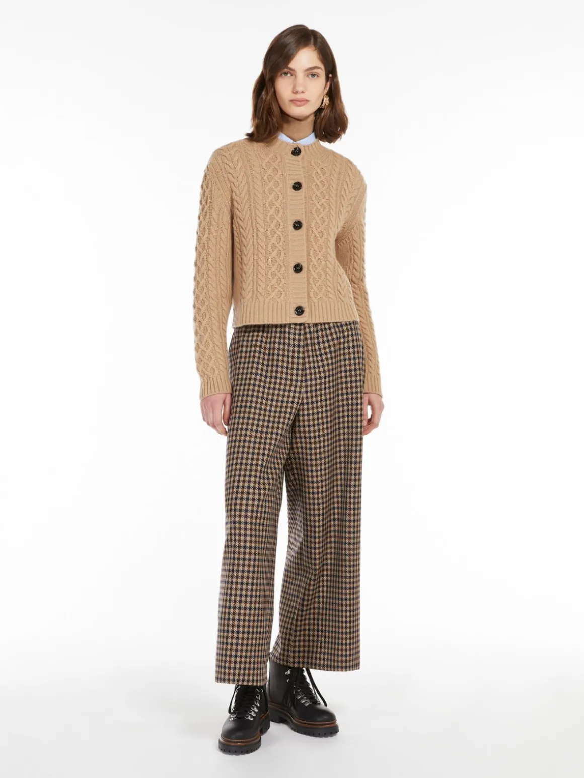 Cardigan in lana a trecce