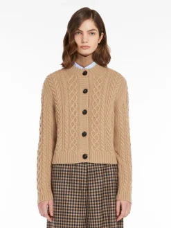 Cardigan in lana a trecce