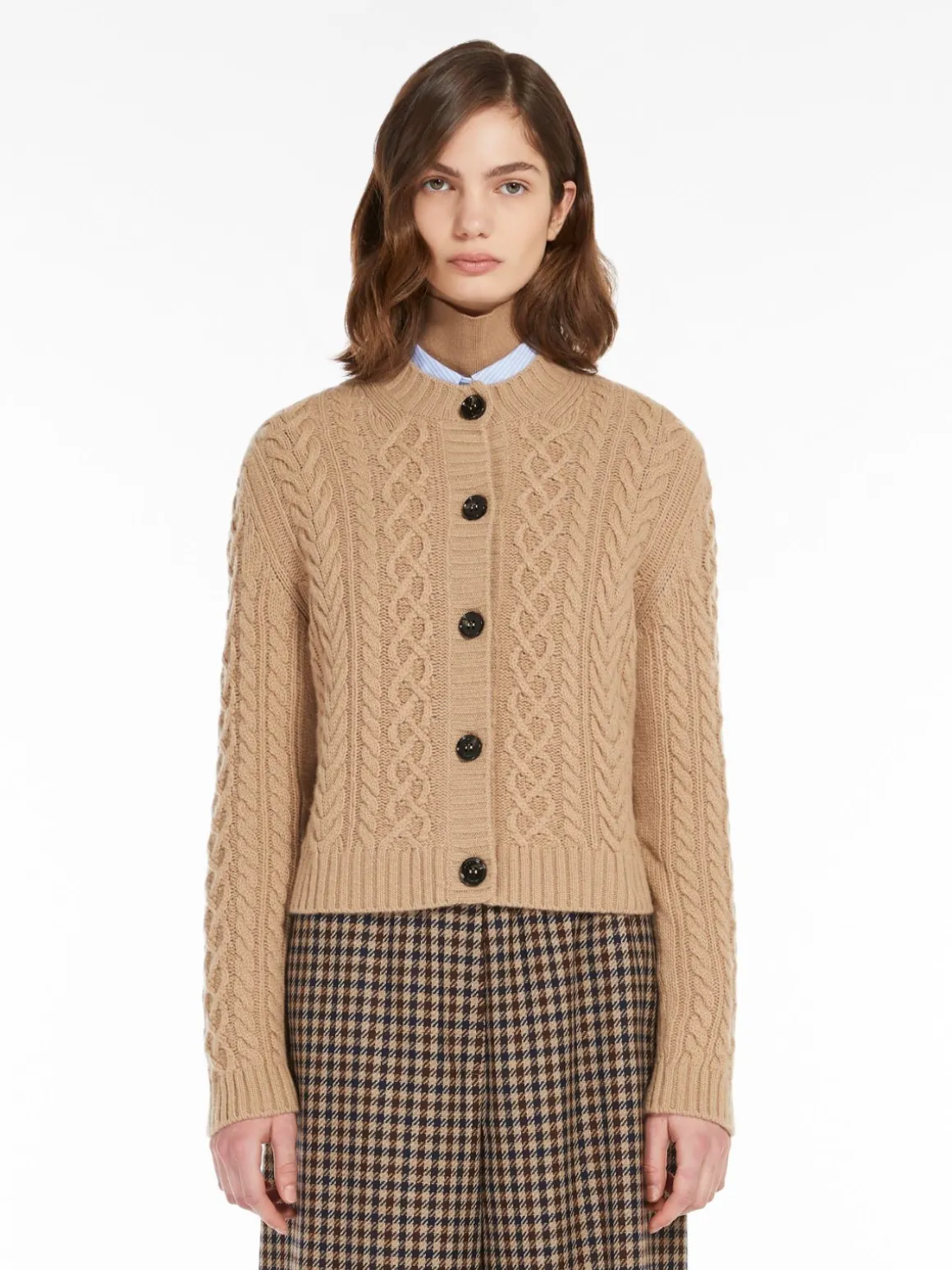 Cardigan in lana a trecce