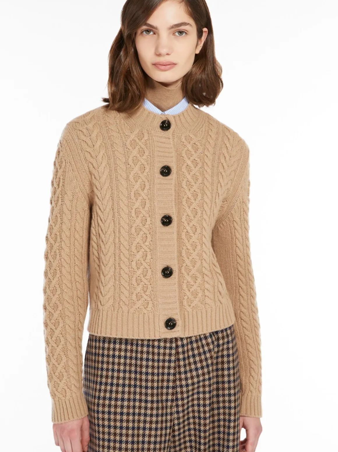 Cardigan in lana a trecce