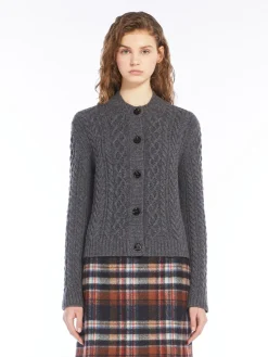 Cardigan in lana a trecce