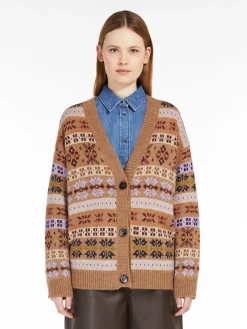 Cardigan in lana e alpaca jacquard