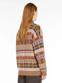 Cardigan in lana e alpaca jacquard