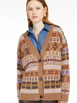 Cardigan in lana e alpaca jacquard