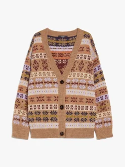 Cardigan in lana e alpaca jacquard