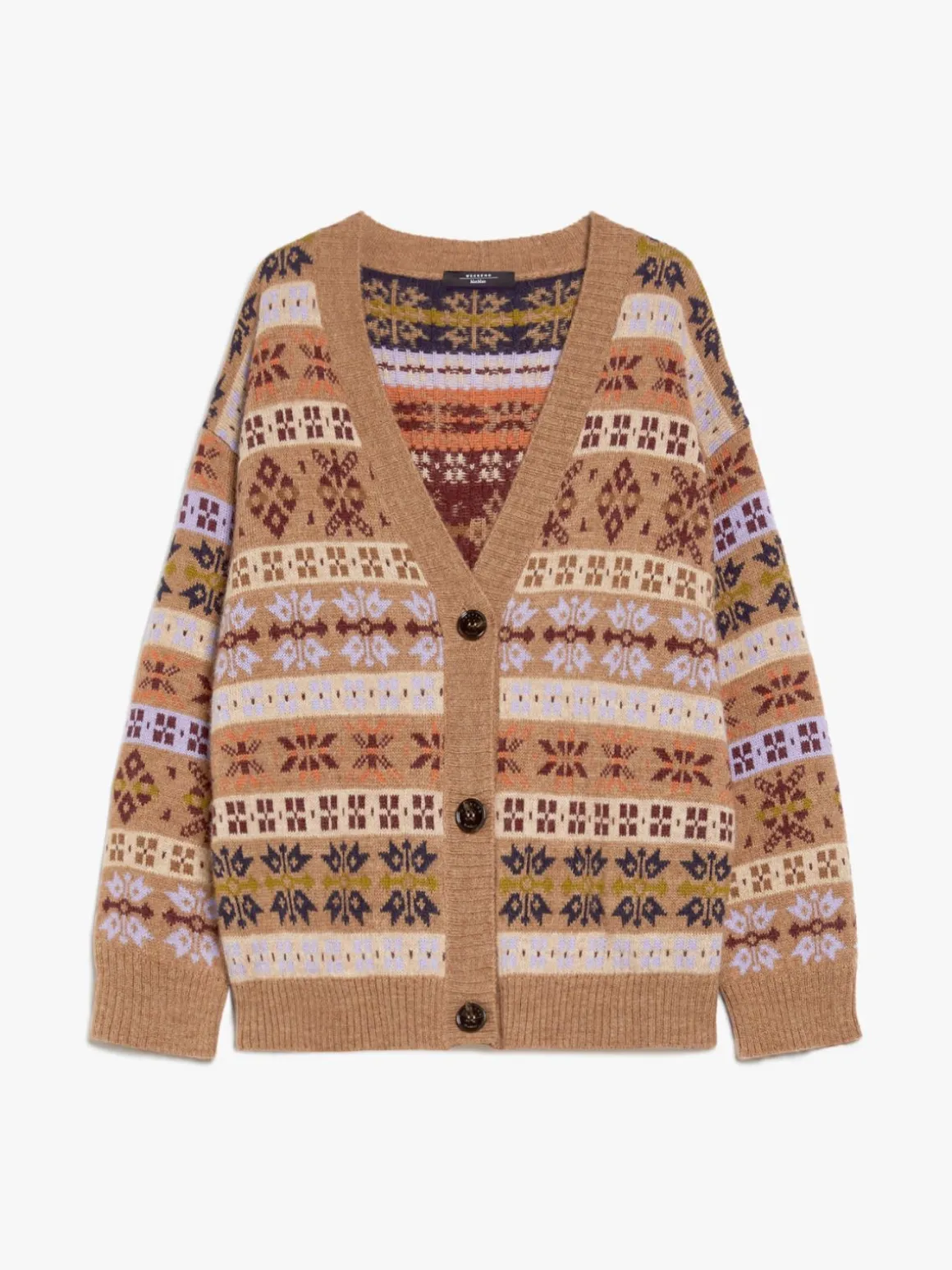 Cardigan in lana e alpaca jacquard