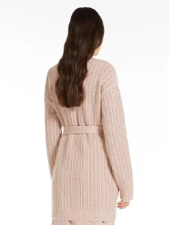 Cardigan in lana e cachemire a coste
