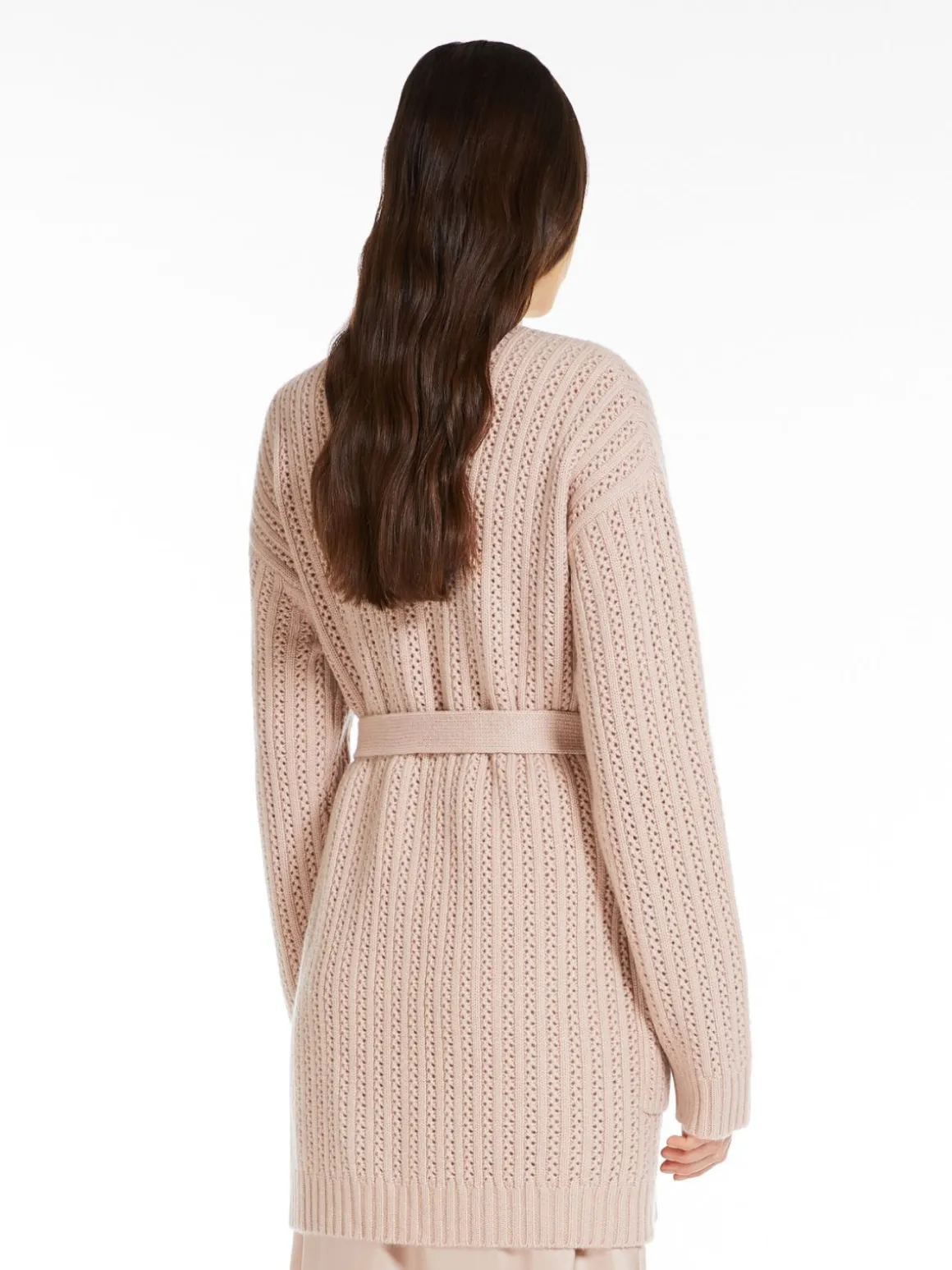 Cardigan in lana e cachemire a coste