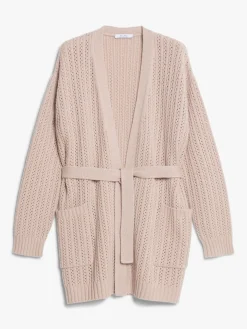Cardigan in lana e cachemire a coste