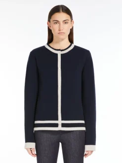 Cardigan in lana e cachemire con intarsio
