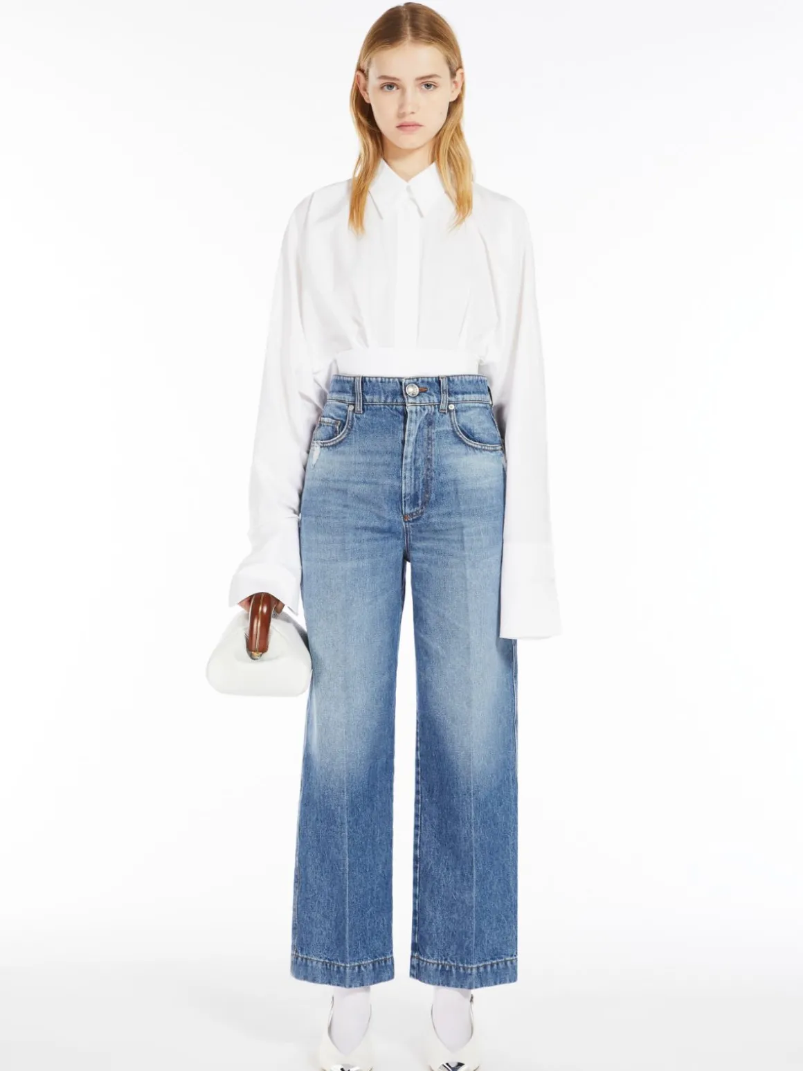 Denim cropped a vita alta