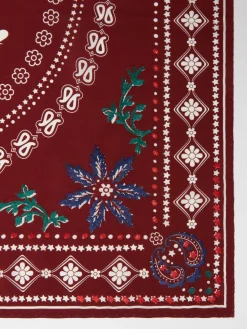 Foulard in seta con stampa e ricamo