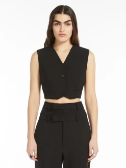 Gilet crop in lana stretch