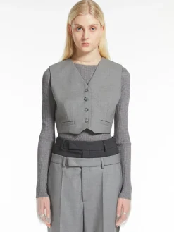 Gilet crop in lana stretch