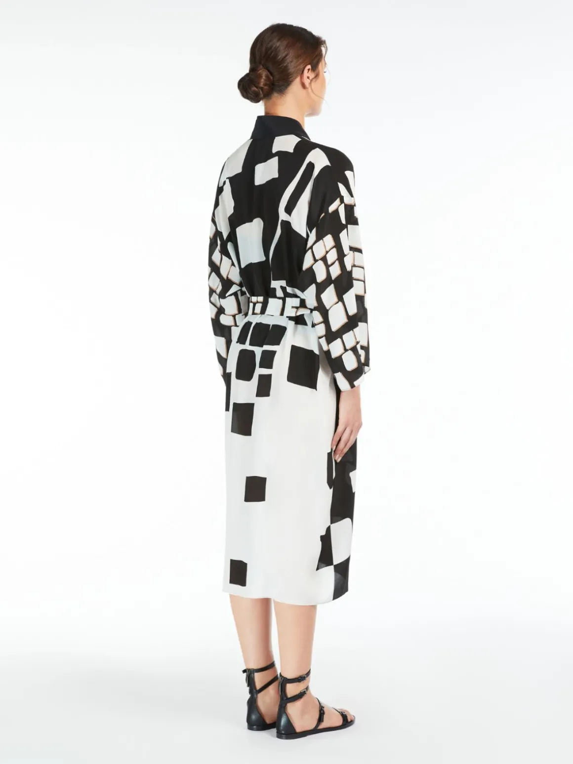 Kimono in crêpe de Chine stampata