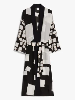 Kimono in crêpe de Chine stampata