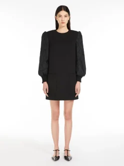 Minidress in tela di lana e jacquard