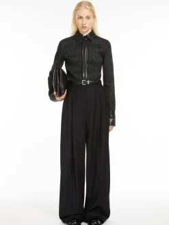 Pantalone oversize in lana stretch