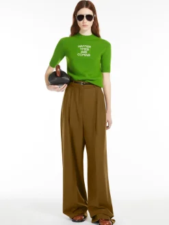 Pantalone oversize in lana stretch