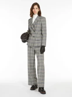 Pantalone palazzo in tela di lana