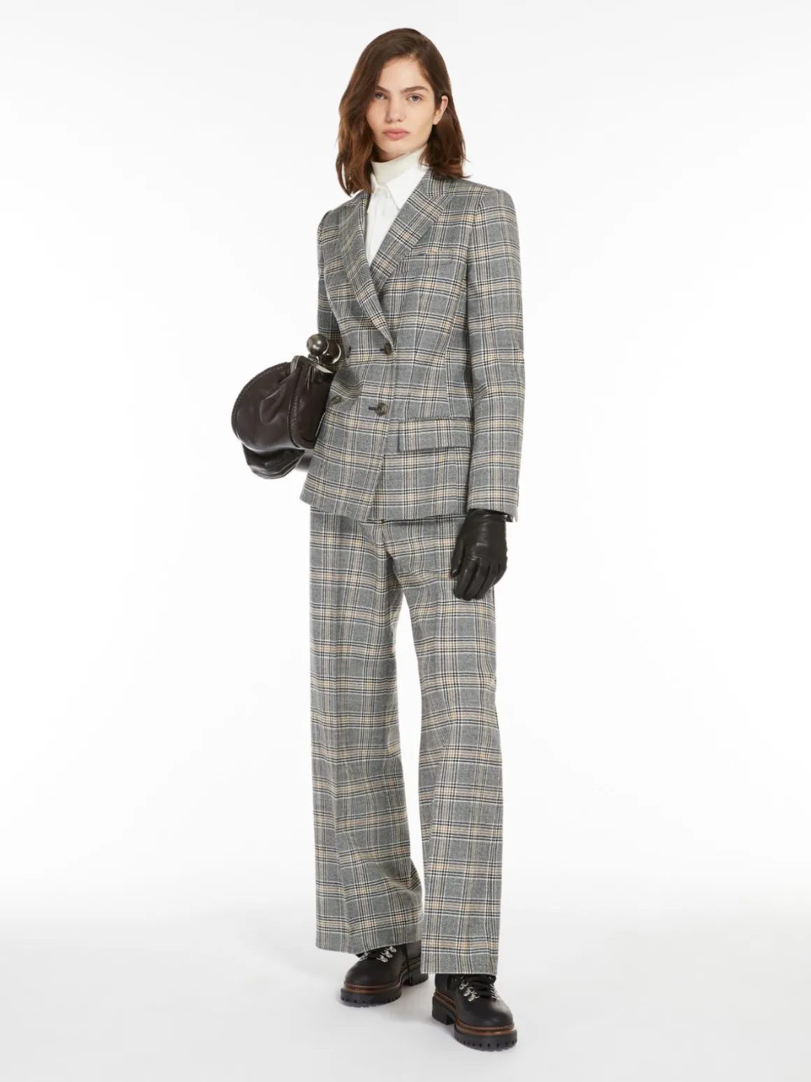 Pantalone palazzo in tela di lana