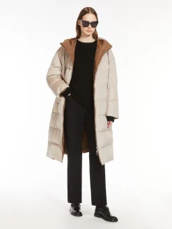 Parka lungo reversibile in taffetà