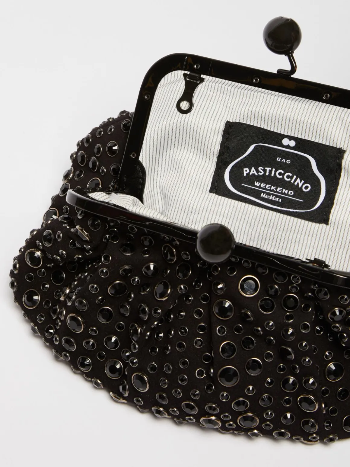 Pasticcino Bag Small con pietre incastonate in pelle con cristalli