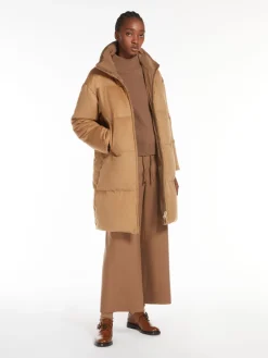 Piumino lungo reversibile in cammello