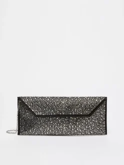 Pochette in raso con strass