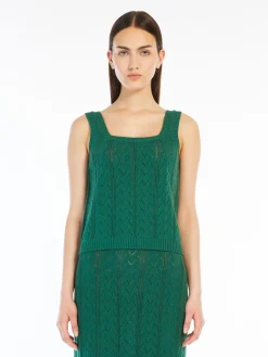 Top in filato di cotone crochet