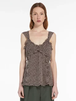 Top in georgette di seta stampata