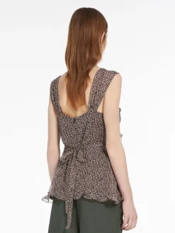 Top in georgette di seta stampata