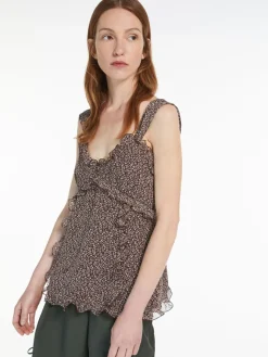 Top in georgette di seta stampata