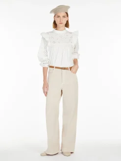 Top in popeline di cotone e jersey