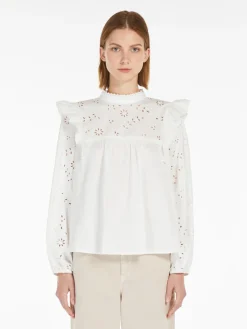 Top in popeline di cotone e jersey