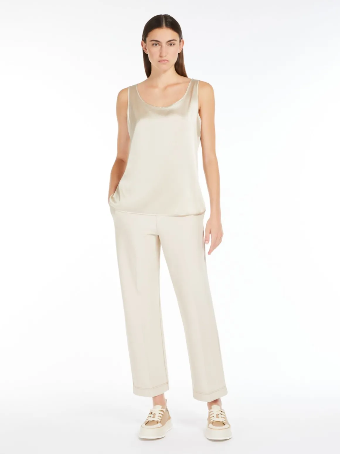 Top in raso di seta stretch