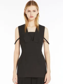 Top smanicato con corpetto