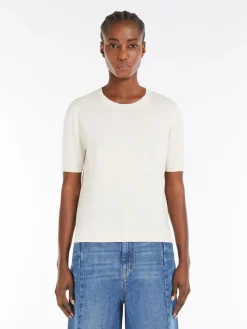 T-shirt in maglia di seta e cotone