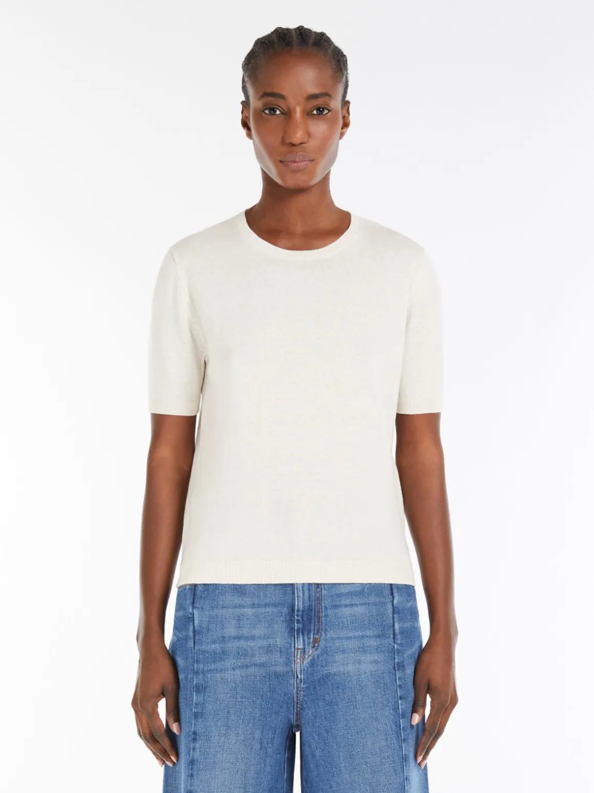 T-shirt in maglia di seta e cotone